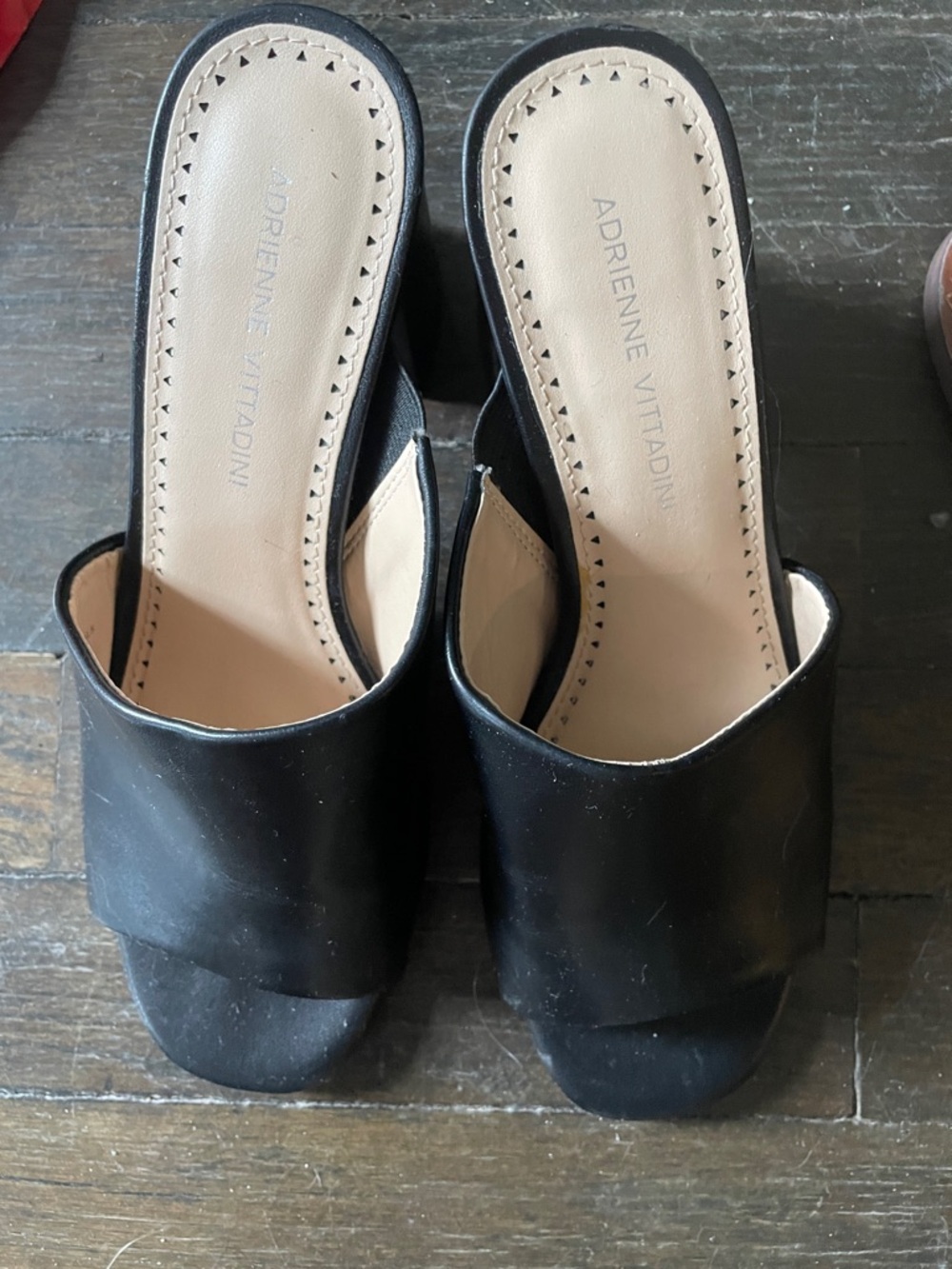 Adrienne Vittadini Black Open-Toe Slide Mules